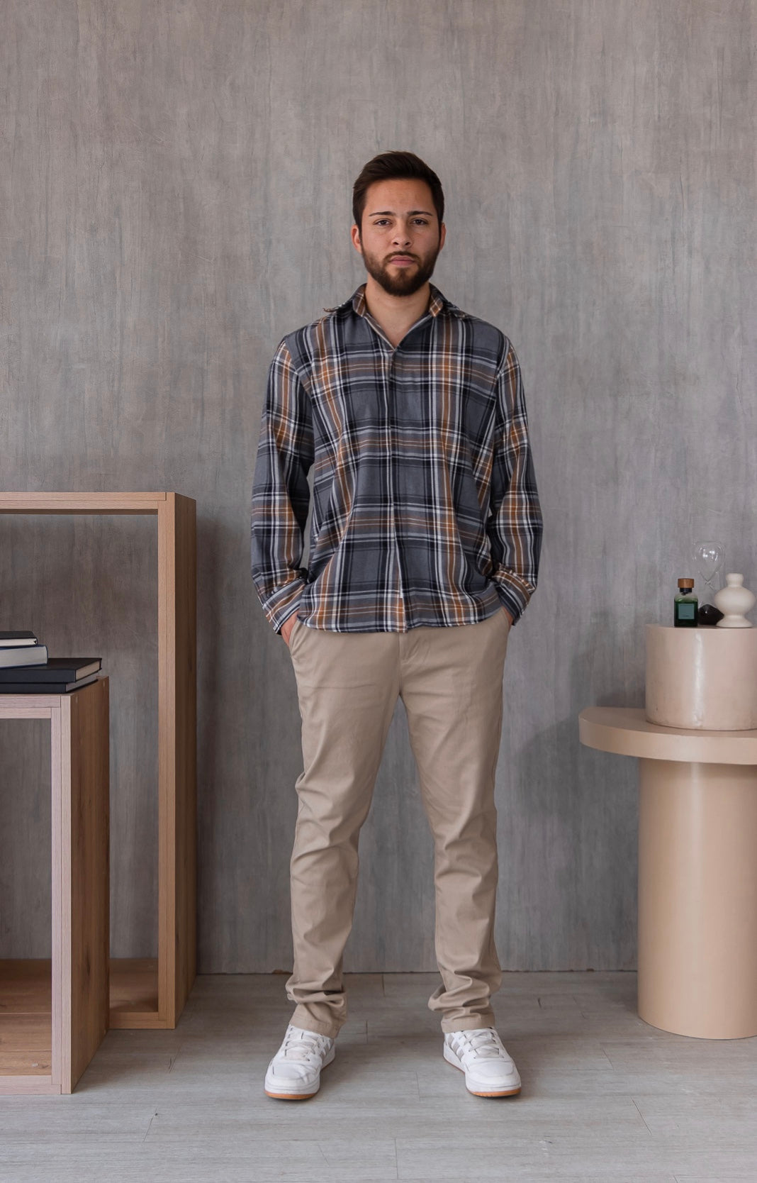 Camisa Portland - Gris Estampado