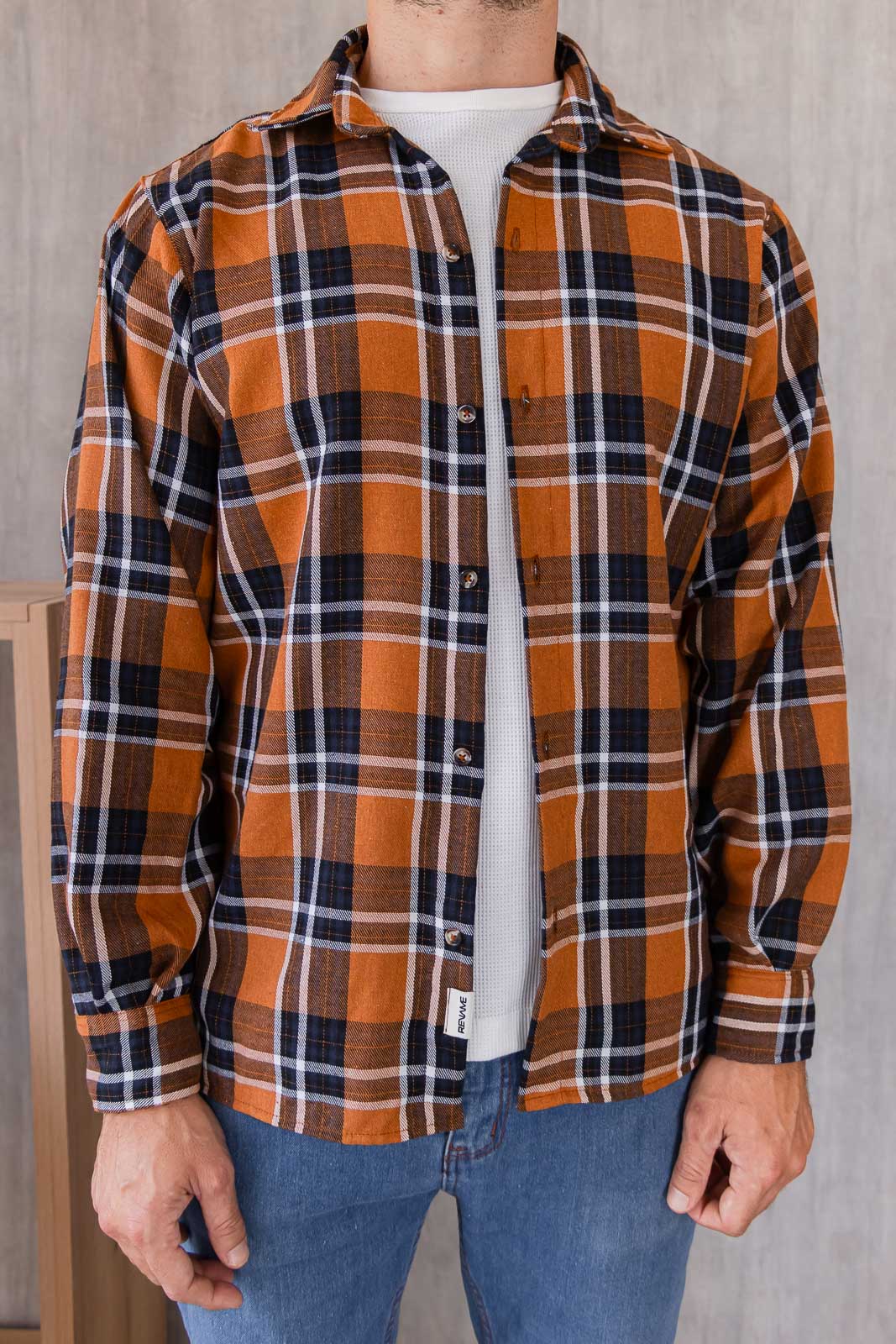 Camisa Toronto - Naranja de Cuadros