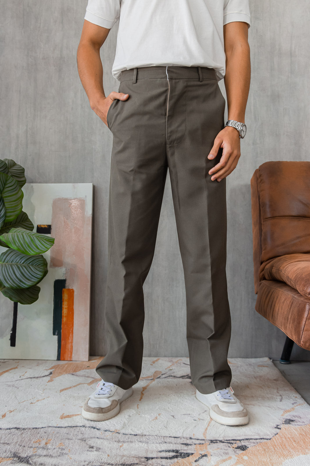 London Pants - Verde Grisáceo