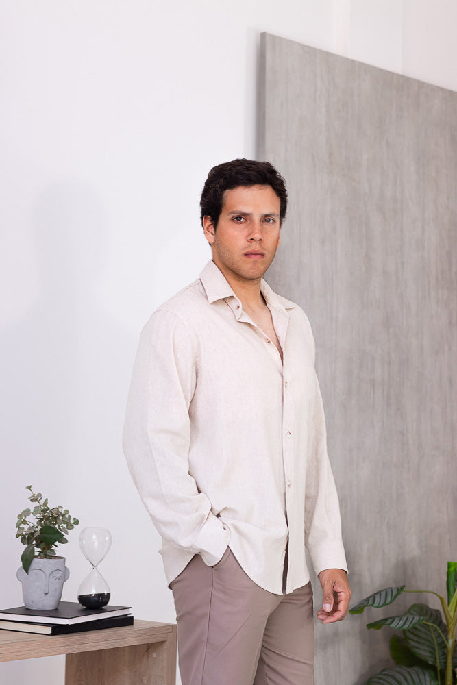 Camisa Harry - Nude Jaspeado