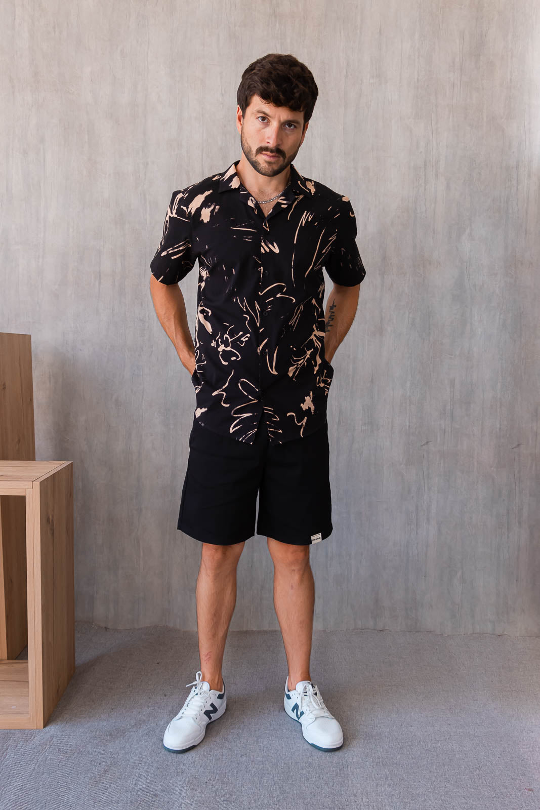 Camisa Malibú - Negro Estampado